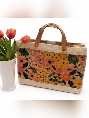 Slant Collections Jute Floral Market Tote